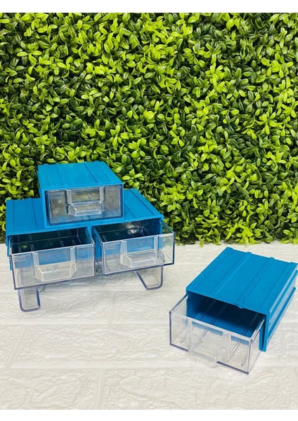 Mavi Çekmeceli Organizer Kutusu, Düzen ve Şıklık Sağlar.