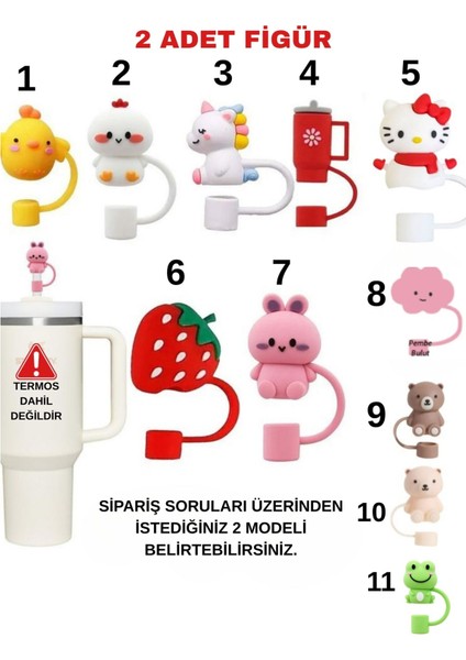 Quencher ve Pipetli Termos Uyumlu Silikon Pipet Tıpası Kapağı Stanleypipet Tıpası 2 Adet