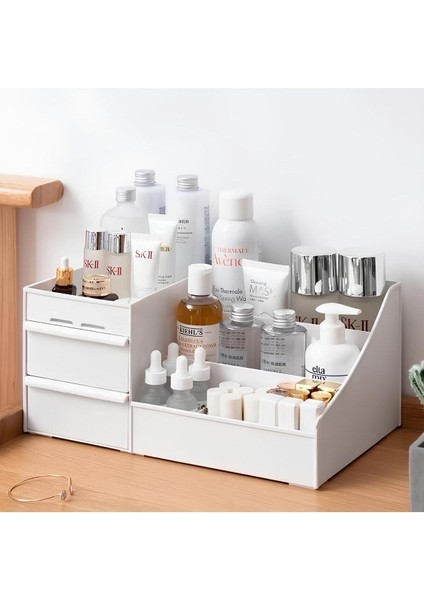 Beyaz Çok Bölmeli Makyaj ve Kozmetik Organizeri