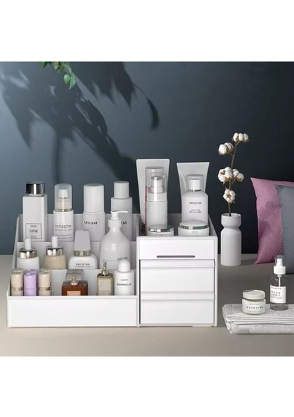 Beyaz Çok Bölmeli Makyaj ve Kozmetik Organizeri fiyatları