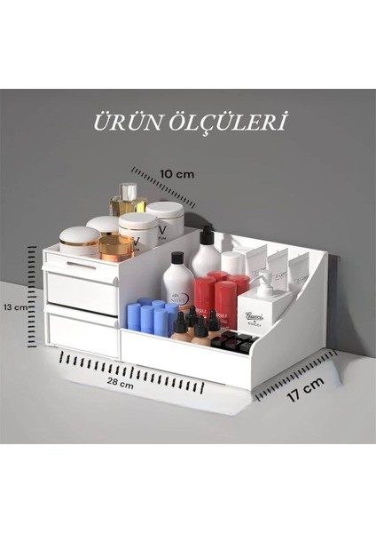 Beyaz Çok Bölmeli Makyaj ve Kozmetik Organizeri modelleri