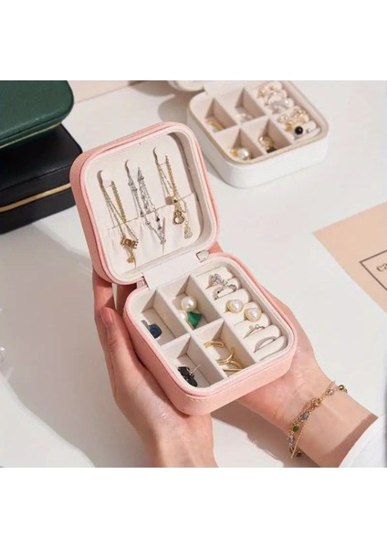 Kadın Takı Organizatörü, Pembe, Siyah, Krem Renkli, Kolye, Yüzük, Küpe Kutusu fiyatları