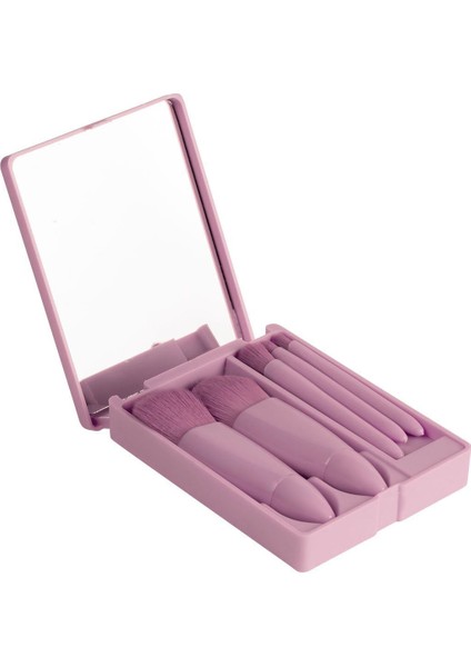 Pembe Modern Tasarımlı Makyaj Fırça Seti, Aynalı, Şık ve Kullanışlı