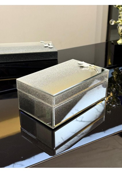 Aynalı Takı Kutusu, Çiçek Detaylı, 21/13 Cm, Gri Renkli, Şık ve Zarif Tasarım indirimleri