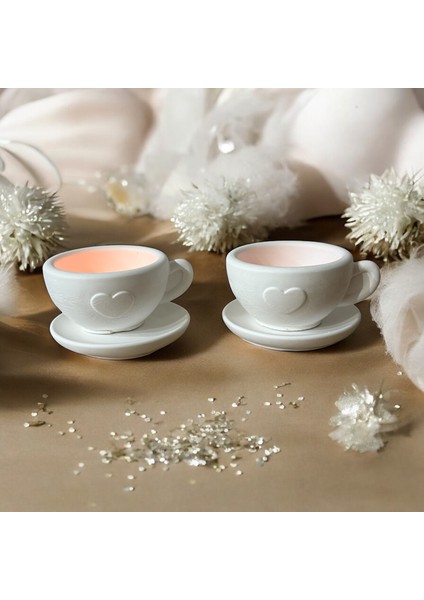 🕯️ Ikili Kalpli Fincan Mumluk Seti – Romantik Dekoratif Taş Tozu Tasarım 🕯️ fiyatları