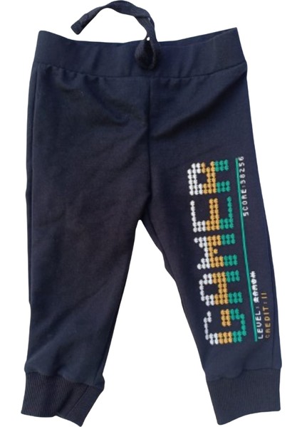 Erkek Çocuk Alt Eşofman Renkli Baskılı Lacivert