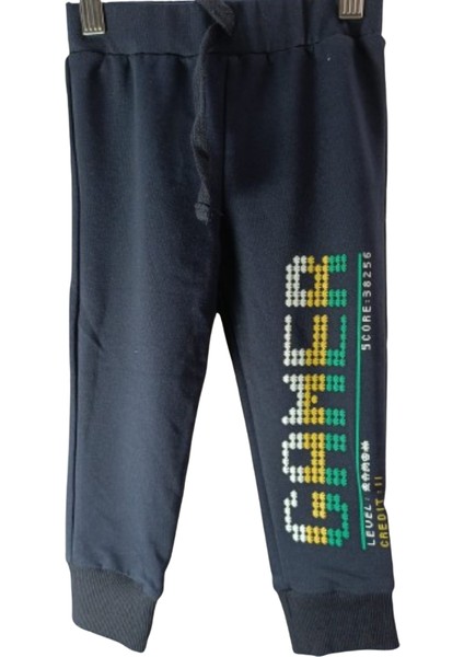 Erkek Çocuk Alt Eşofman Renkli Baskılı Lacivert