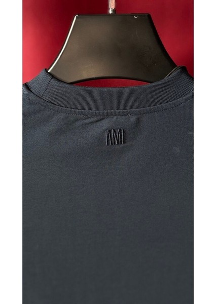 Kalp Logo Nakış Işlemeli Oversize Lacivert Erkek T-Shirt Nw indirimleri