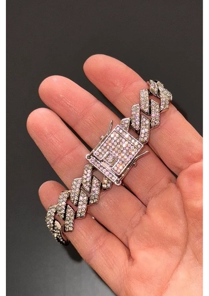 Çalıkaksesuar 12MM Iced Out Cuban Chain Erkek Bileklik fırsatları