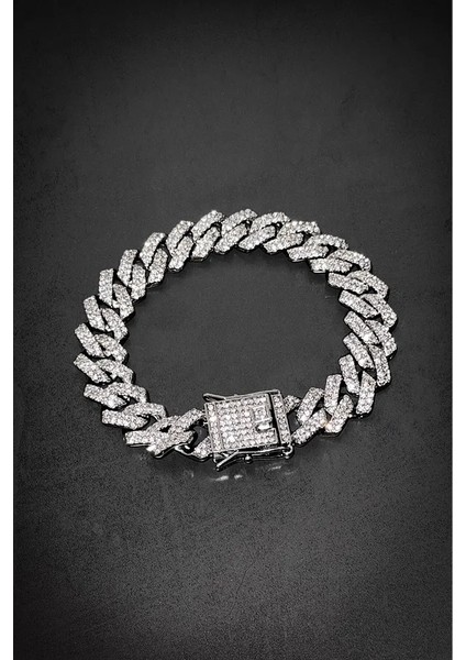 Çalıkaksesuar 12MM Iced Out Cuban Chain Erkek Bileklik indirimleri