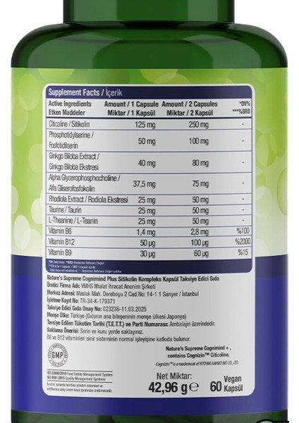 Cognimind Plus 60 Kapsül fiyatları