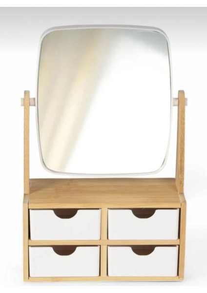 Bambu 4 Çekmeceli Aynalı Düzenleyici, Makyaj ve Takı Organizatörü fırsatları