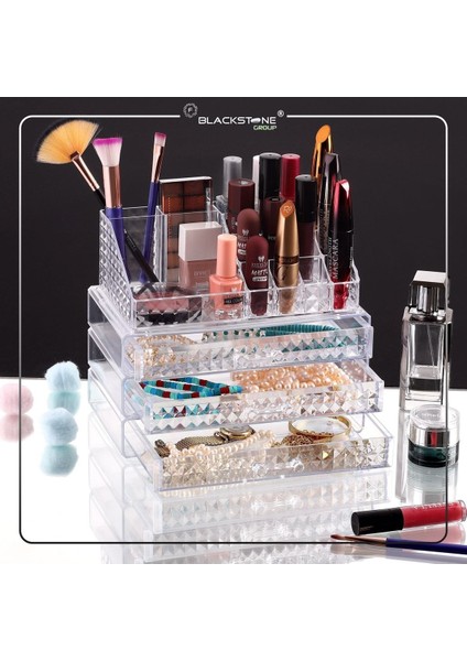 3 Çekmeceli Şık Makyaj Düzenleyici Organizer, Gri Renk