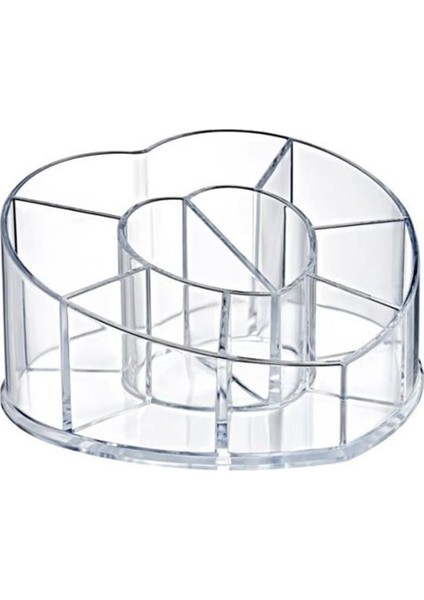 Kalp Şekilli 8 Bölmeli Şeffaf Makyaj Düzenleyici Organizer Beyaz fiyatları