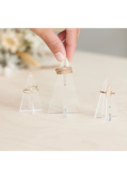 3'lü Akrilik Yüzük Konileri Seti, Düzenleyici ve Tutucu, Şık Mücevher Standı