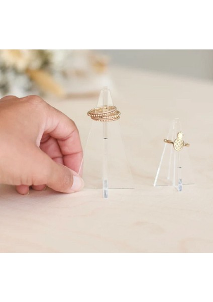 3'lü Akrilik Yüzük Konileri Seti, Düzenleyici ve Tutucu, Şık Mücevher Standı modelleri