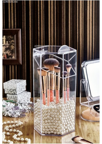 Beyaz Kapaklı Makyaj Fırçası Düzenleyici, Şık ve Kullanışlı Tasarım modelleri