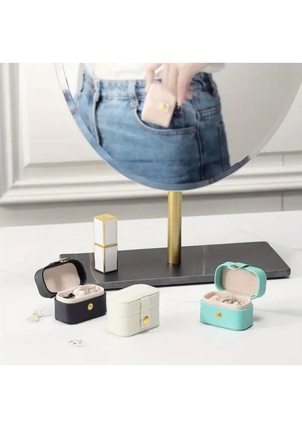 Şık Mini Suni Deri Takı Saklama Kutusu Turkuaz Renk modelleri
