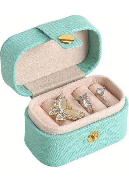 Şık Mini Suni Deri Takı Saklama Kutusu Turkuaz Renk fırsatları