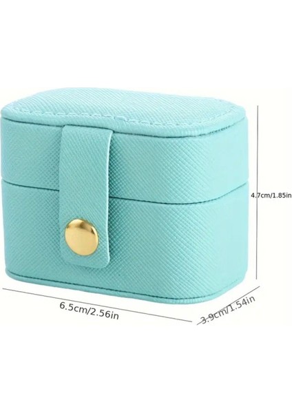 Şık Mini Suni Deri Takı Saklama Kutusu Turkuaz Renk indirimleri