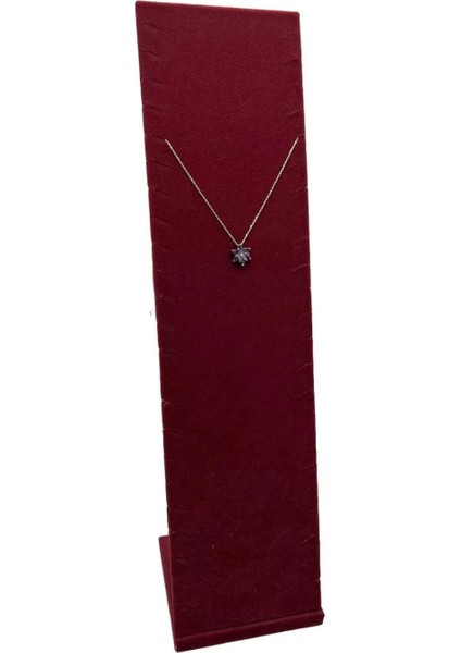 Süet Kumaş Bordo Renk Ayaklı Takı Sergileme Standı 40/10 cm