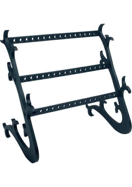 3 Katlı Şık Takı Askısı, Siyah, Dekoratif ve Kullanışlı Tasarım