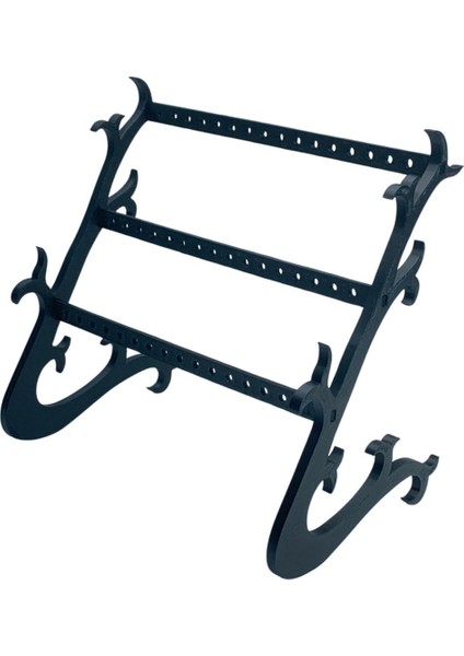 3 Katlı Şık Takı Askısı, Siyah, Dekoratif ve Kullanışlı Tasarım