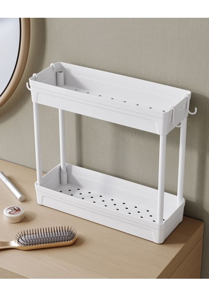 Iki Katlı Beyaz Organizatör, Kozmetik ve Takı Düzeni Için Raf Standı modelleri