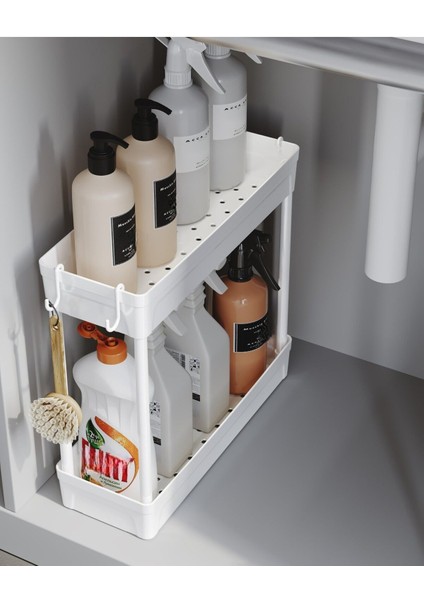 Iki Katlı Beyaz Organizatör, Kozmetik ve Takı Düzeni Için Raf Standı fırsatları