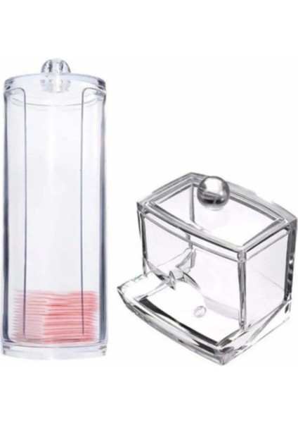 Akrilik ve Pamukluk, Kulak Çubuğu Seti, Makyaj Düzenleyici 2'li Beyaz