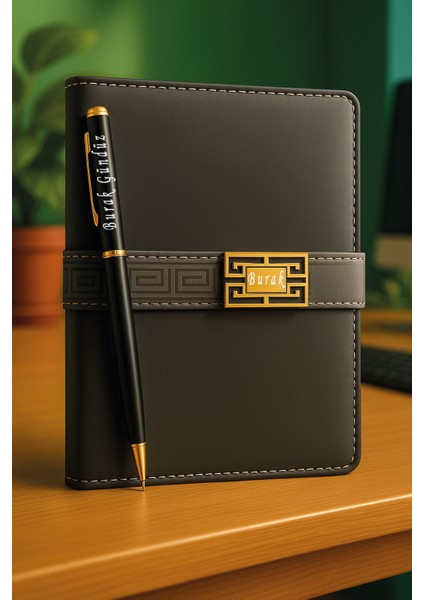 Kişiye Özel Isimli Kalem ve Çizgili ajanda Defter Seti ,100 Yaprak, Şık Kutulu