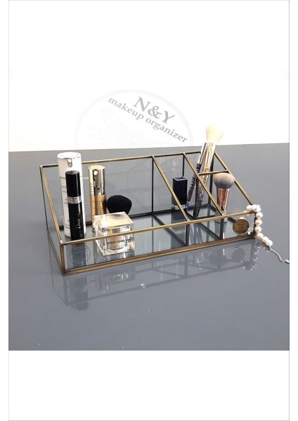 Şık Kahverengi Makyaj Organizeri, Milano Serisi, Antik Gold Detaylı, Zarif Tasarım fiyatları