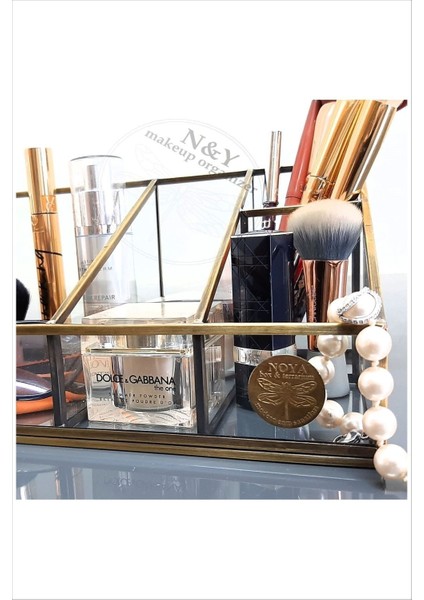 Şık Kahverengi Makyaj Organizeri, Milano Serisi, Antik Gold Detaylı, Zarif Tasarım fırsatları