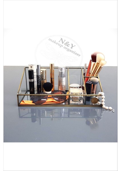 Şık Kahverengi Makyaj Organizeri, Milano Serisi, Antik Gold Detaylı, Zarif Tasarım indirimleri