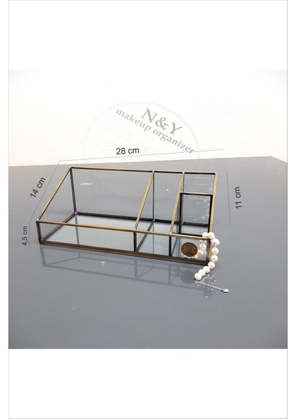Şık Kahverengi Makyaj Organizeri, Milano Serisi, Antik Gold Detaylı, Zarif Tasarım
