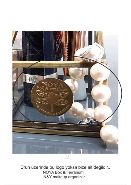 Şık Kahverengi Makyaj Organizeri, Milano Serisi, Antik Gold Detaylı, Zarif Tasarım