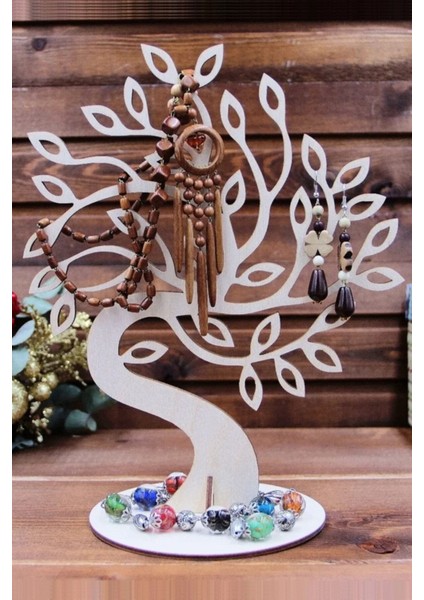 Ağaç Temalı Ahşap Mdf Takı Standı, Şık ve Doğal Tasarım, Düzenli Saklama Için Ideal