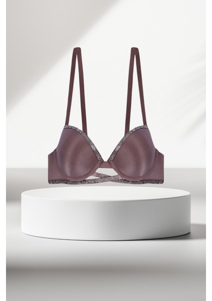 Taş Detaylı Mikro Dolgulu Kahverengi Sütyen modelleri