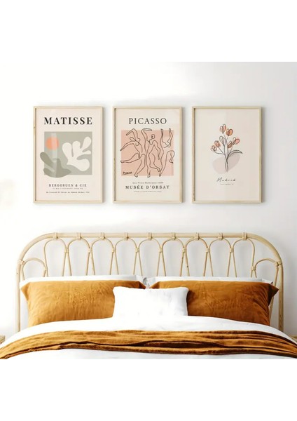 Doğal Ahşap Çerçeveli Uv Baskı 3'lü Matisse ve Picasso Tablo Seti – Modern & Şık Duvar Dekoru modelleri