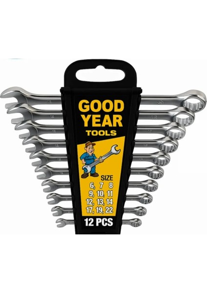 New Good Year Tools 12 Parça Kombine Anahtar Takımı 6-7-8-9-10-11-12-13-14-17-19-22 mm