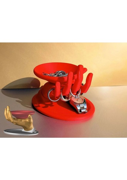 Kırmızı Dekoratif Takı Standı, 13 Cm, Kolye, Küpe, Yüzük, Bileklik Organizer