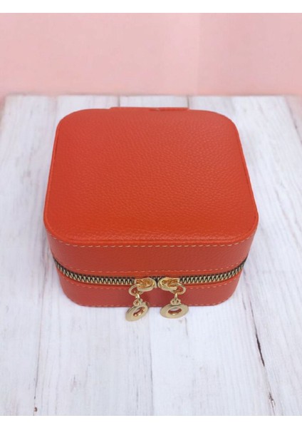 Turuncu Küçük Boy Takı Düzenleyici, Seyahat Çantası, Deri ve Ahşap Tasarım fiyatları