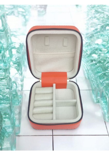 Turuncu Küçük Boy Takı Düzenleyici, Seyahat Çantası, Deri ve Ahşap Tasarım modelleri