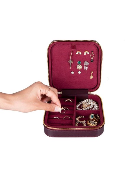 Şık Deri Seyahat Takı Organizer Kutusu, Mücevher Düzenleyici, Küpe ve Kolye Saklama modelleri