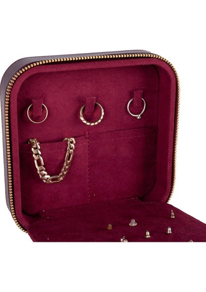 Şık Deri Seyahat Takı Organizer Kutusu, Mücevher Düzenleyici, Küpe ve Kolye Saklama