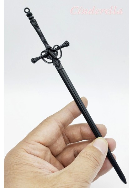 Kılıç Tasarım Kadın Moda Siyah Metal Topuz Tokası 20CM - Sade ve Zarif Uzun Saç Topuz Çubuğu