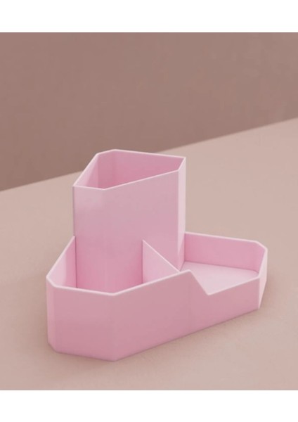 7 Bölmeli Üçgen Makyaj Düzenleyici Seti, Masaüstü Organizer, Pembe modelleri