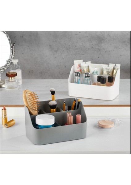 Gri Çok Amaçlı Makyaj ve Kozmetik Düzenleme Kutusu, Şık ve Kullanışlı Tasarım