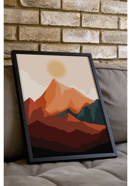 Siyah Çerçeveli Tablo, Gün Batımı Dağ Manzarası, Yatak Odası Dekoru Poster No: 107954 indirimleri