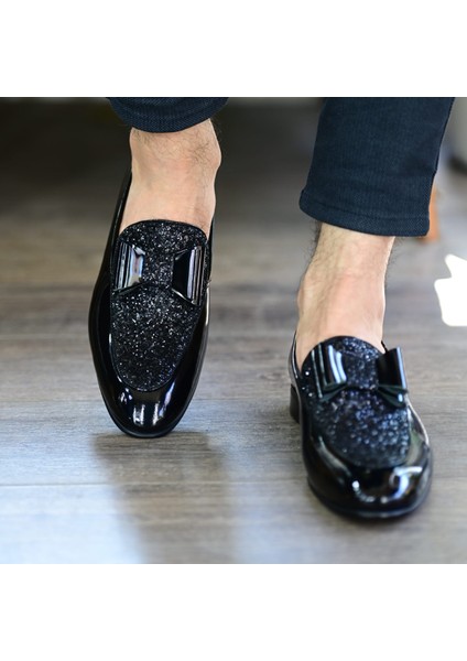 Papyonlu Damatlık Hakiki Deri Iç Dış Deri Erkek Siyah Ayakkabı modelleri